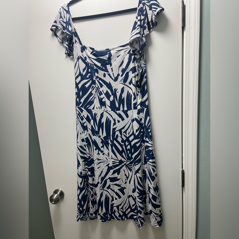 Blue and White Patterned Dress
